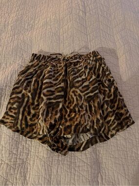 Leopard 100% Silk Slouchy Shorts